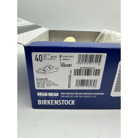 Birkenstock Arizona BS Leather Green Popcorn Shimmering Sandal Narrow Women's 40 - Picture 4 of 10